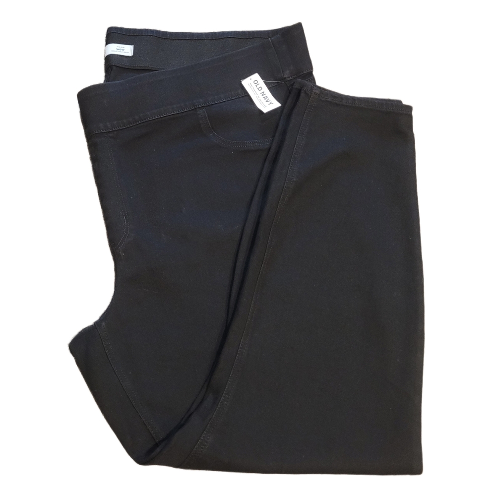 Old Navy Plus Size Pull On Mid Rise "Wow"  Black Jeans. Size 28 Long.NWT.
